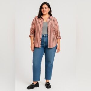 Liz & Me Pink and Black Striped Blouse boho western